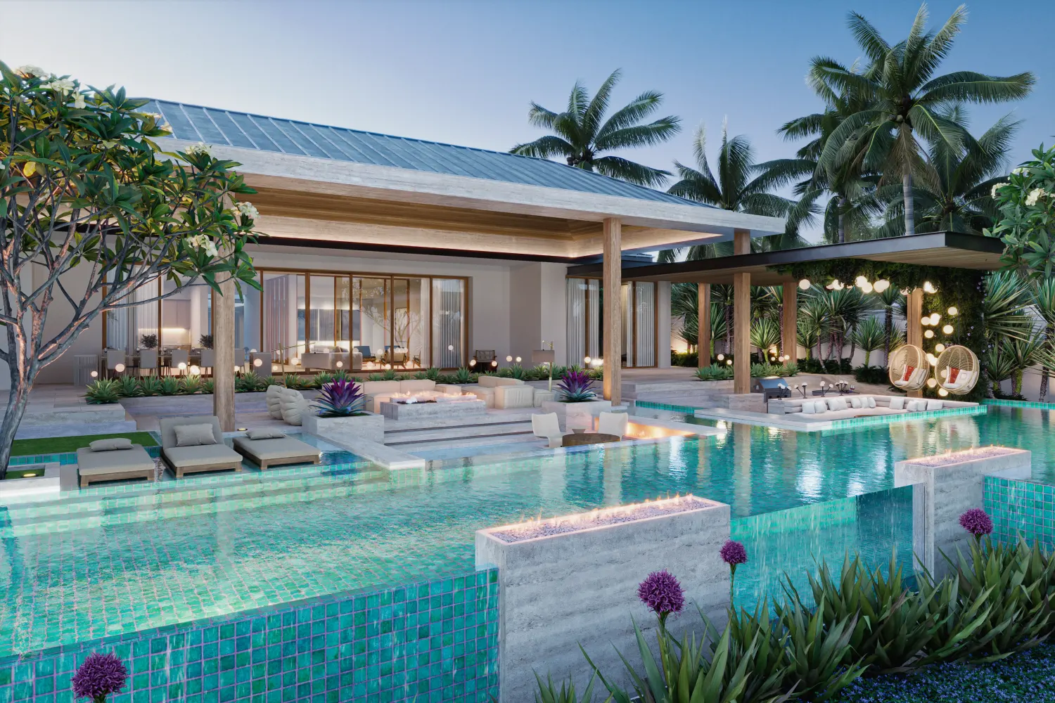Luxury residential pool and outdoor living space